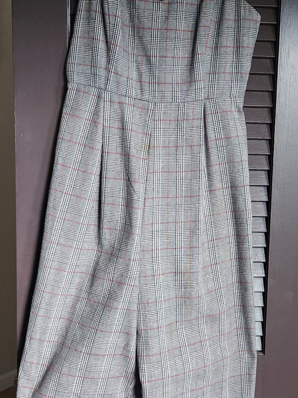 Sleeveless Plaid Wide Leg Romper/Jumpsuit Medium
